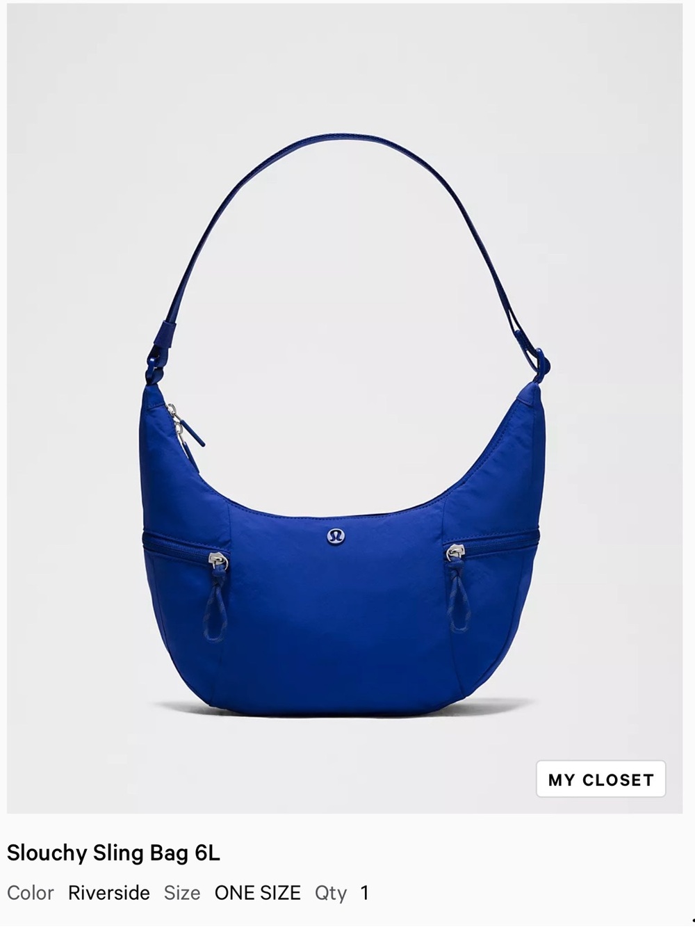 NWT lululemon Riverside Blue Slouchy Sling Shoulder Bag 6L